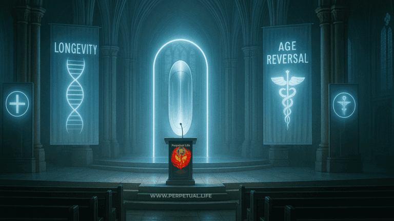 Banner art for Church of Perpetual Life’s May 29 event on Cardiac Arrest Prevention, Longevity Nutrition, and Age Reversal.