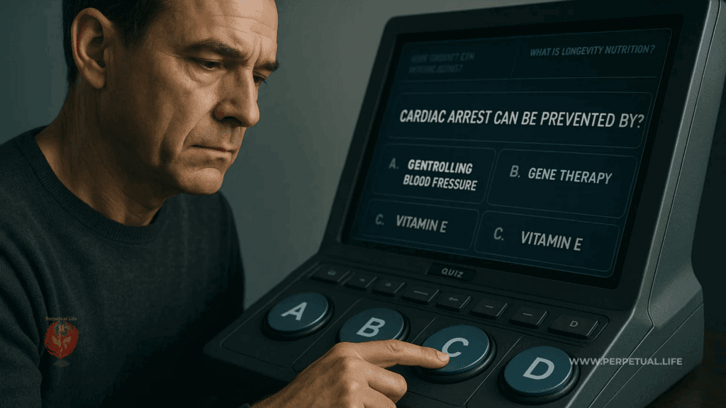 Interactive quiz about Cardiac Arrest Prevention, Longevity Nutrition, and Age Reversal from May 29 Church of Perpetual Life event